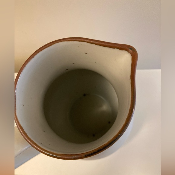 Rustic Ceramic Pitcher/Vase with Brown Rim - Picture 3 of 5